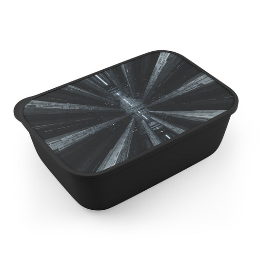 Futuristic Bento Box with Utensils | Stylish Meal Prep Container | Geometric Food Storage | Perfect Gift for Sci-Fi Lovers, Lunchbox