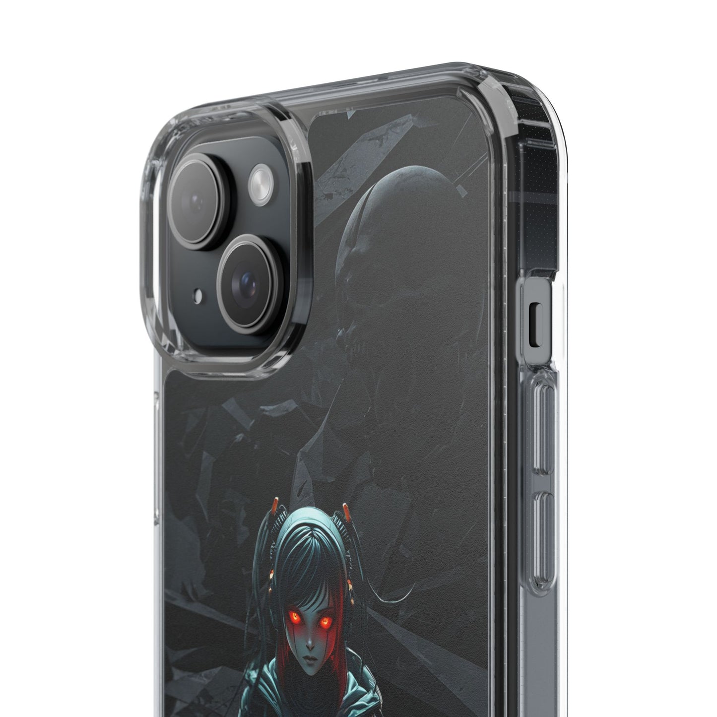 Futuristic Clear Phone Case with Cyberpunk Design - Edgy and Stylish