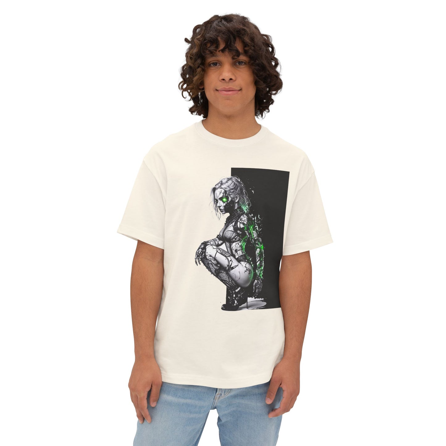 Cyberpunk-Inspired Unisex Oversized Tee, Streetwear T-Shirt, Graphic Tee for Art Lovers, Casual Wear, Unique Gift
