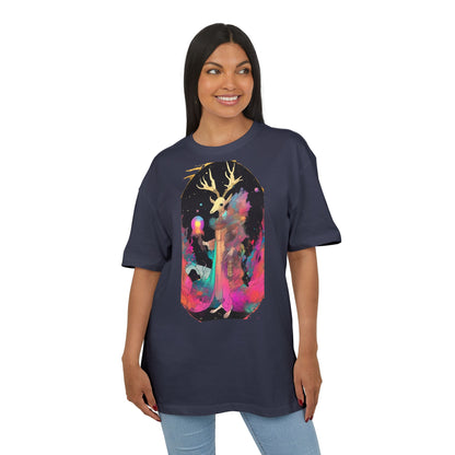 Cosmic Stag Unisex Oversize Tee | Bohemian Vibe T-Shirt, Fantasy Apparel, Unique Gift, Art-Inspired Fashion, Summer Style
