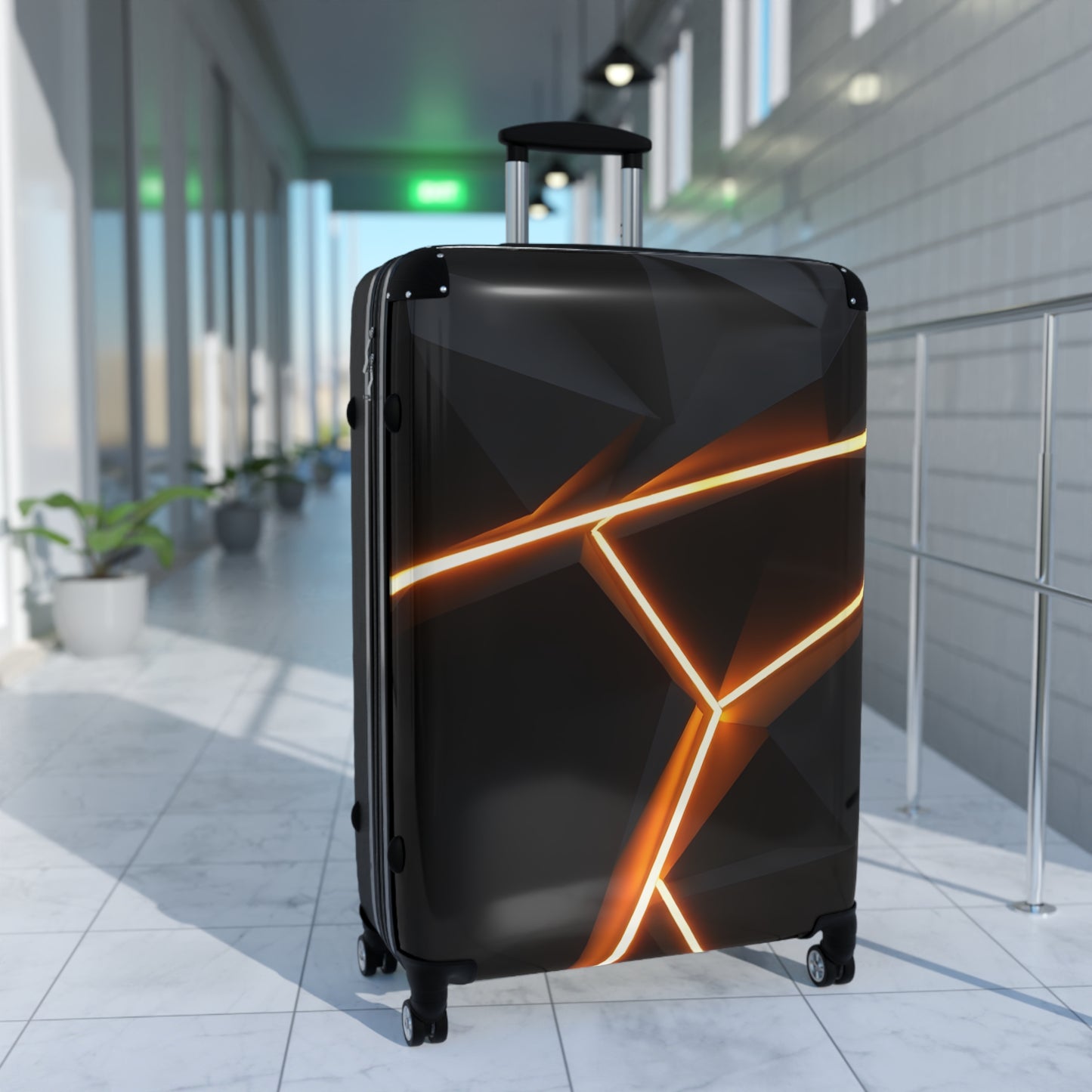 Stylish Travel Suitcase with Cyber Abstract Design - Perfect for Adventurers