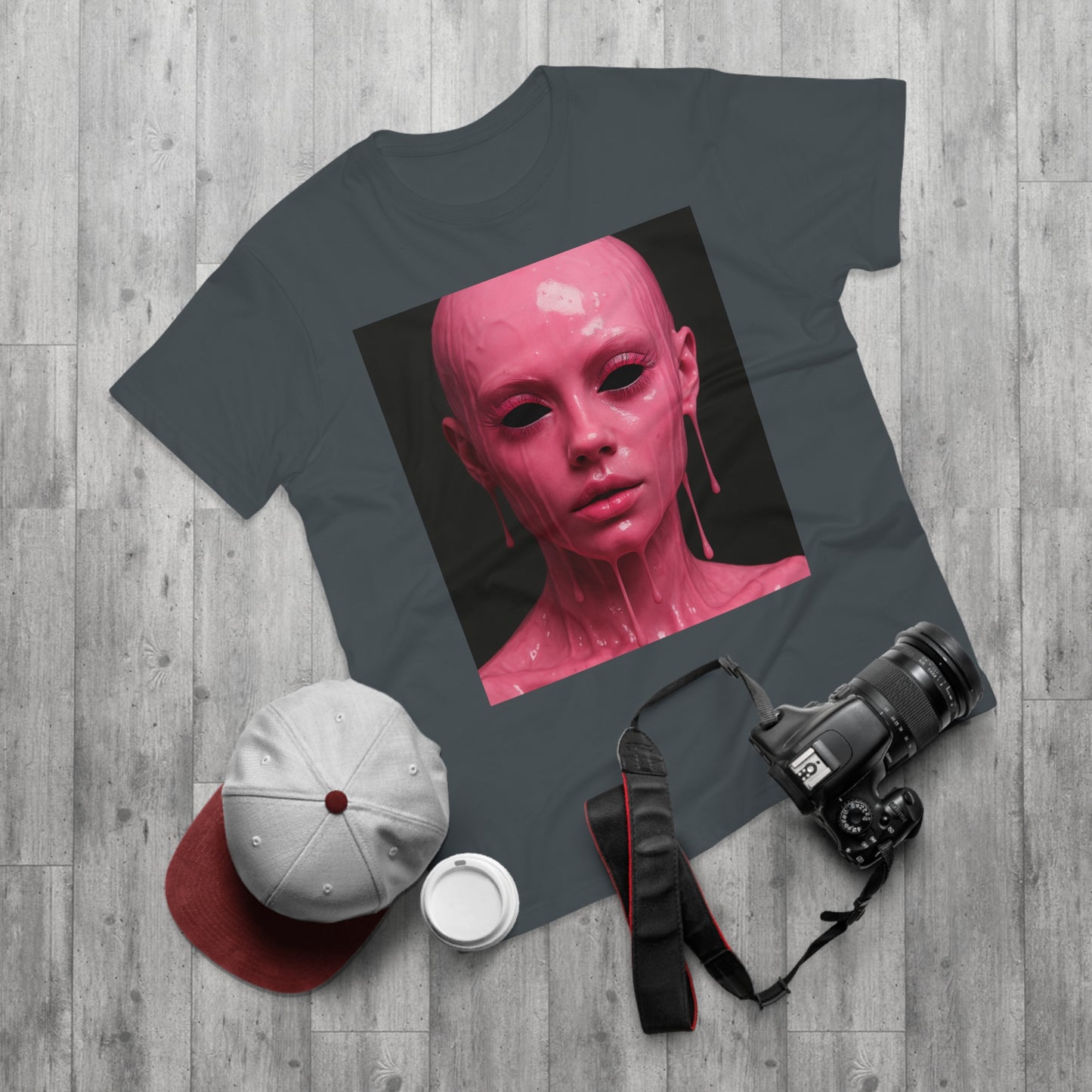 Artistic Pink Melting Face T-Shirt - Trendy Graphic Tee, Unique Gift, Statement Apparel, Festival Wear, Occasional Fashion, Street Style