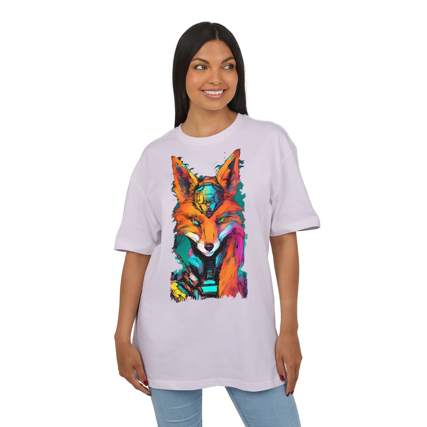 Vibrant Fox Graphic Oversized Tee, Unisex Streetwear Shirt, Unique Gift for Animal Lovers, Casual Wear, Colorful Art Tee