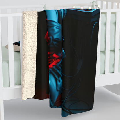 Cyberpunk Sherpa Fleece Blanket - Cozy Design for Gaming Lovers