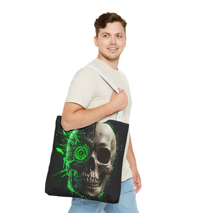 Edgy Skull Print Tote Bag | Perfect for Gamers, Halloween, and Festivals | Stylish Reusable Bag, Fashion Tote, Unique Gift