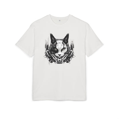 Cyber Cat Graphic Tee - Unisex Oversized T-Shirt, Cool Streetwear, Gift for Cat Lovers, Futuristic Design, Casual Everyday Wear