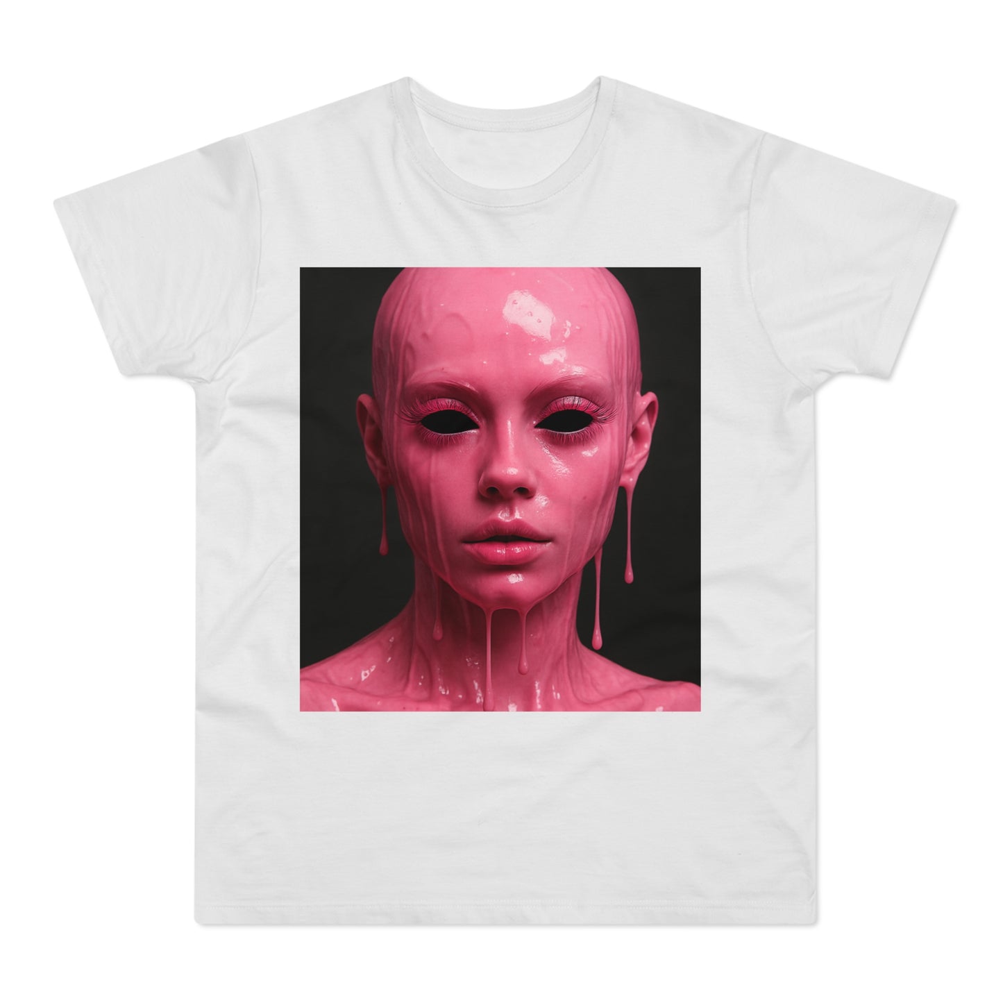 Artistic Pink Melting Face T-Shirt - Trendy Graphic Tee, Unique Gift, Statement Apparel, Festival Wear, Occasional Fashion, Street Style