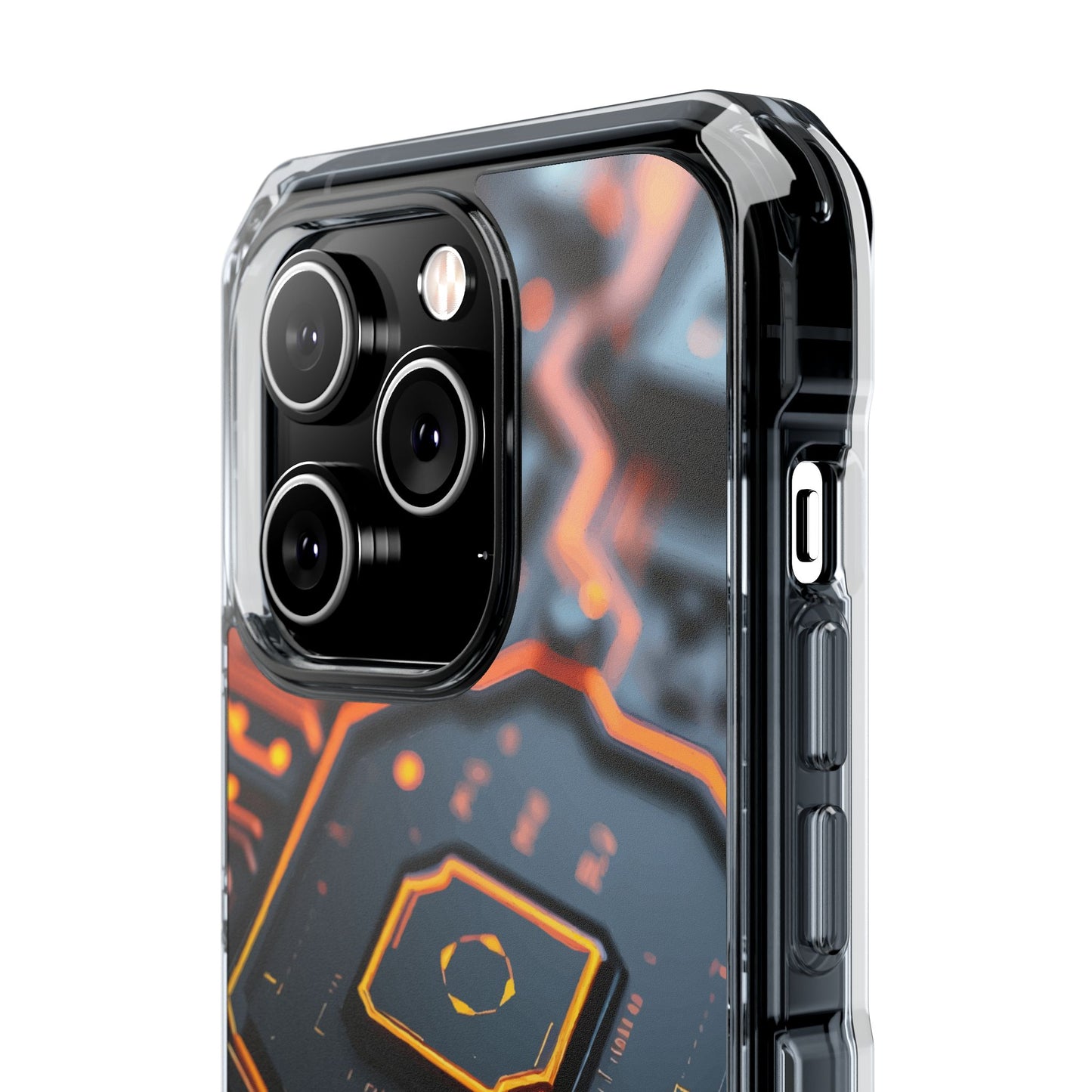 Futuristic Magnetic Phone Case, Clear Impact Case, Stylish Tech Accessory, Gifts for Tech Enthusiasts, Unique Phone Cover