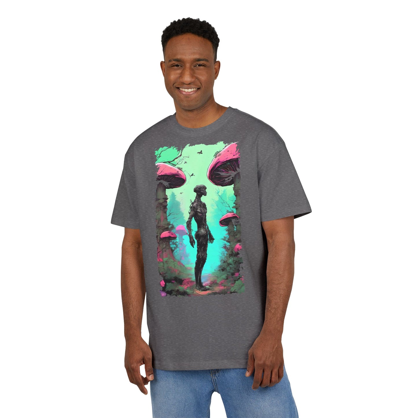 Psychedelic Mushroom Tee, Unisex Oversize Shirt, Trendy Graphic T-shirt, Casual Wear, Festival Attire, Unique Gifts