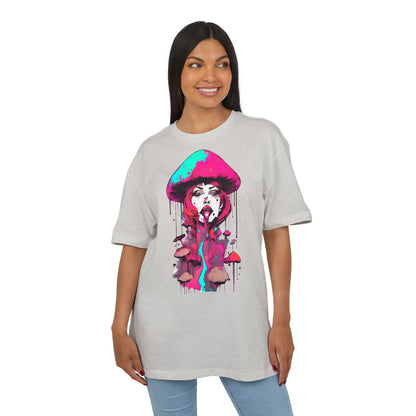 Vibrant Mushroom Art Unisex Heavy Oversize Tee, Funky T-Shirt, Artistic Casual Wear, Gift for Art Lovers, Unique Streetwear