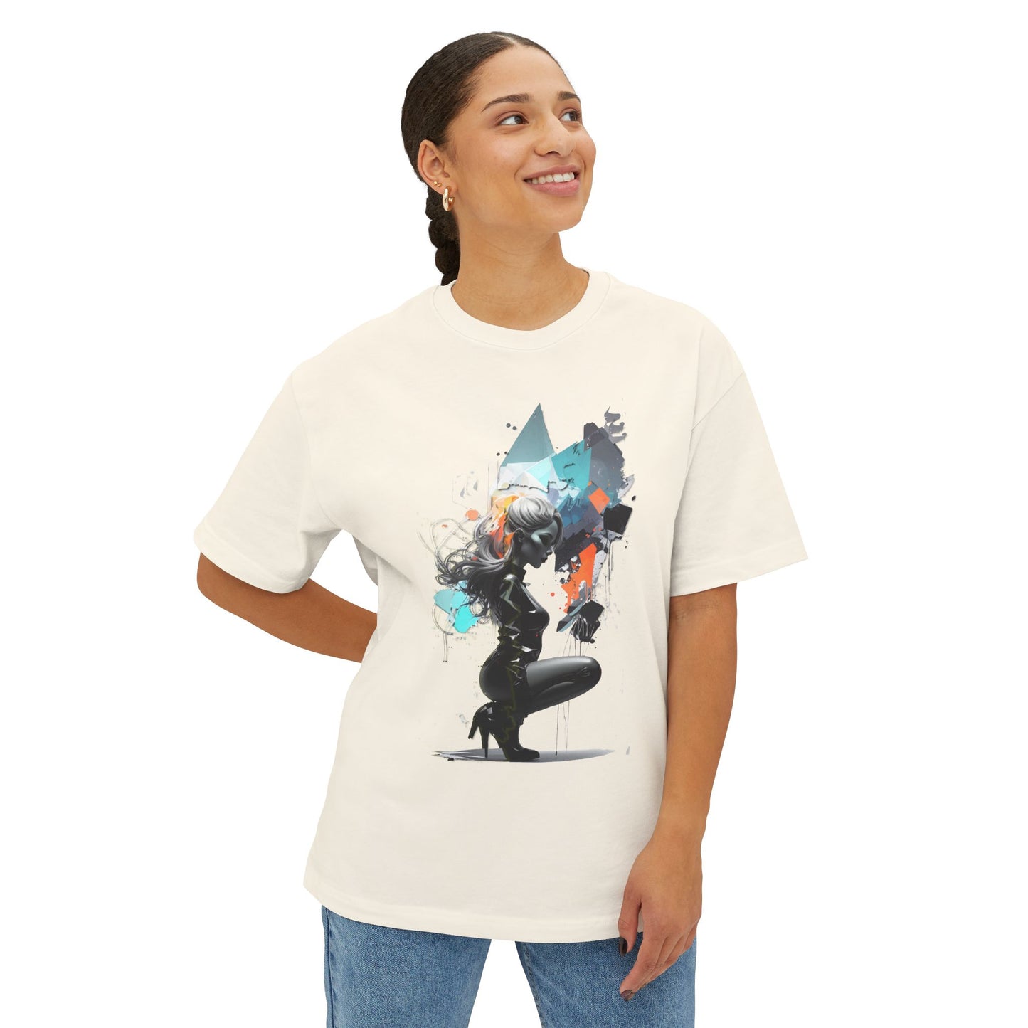 Artistic Unisex Oversized Boxy Tee - Trendy Graphic T-Shirt, Casual Wear, Gift for Art Lovers, Summer Outfit, Streetwear Style