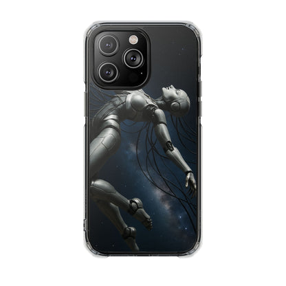 Futuristic Phone Case, Artistic Clear Impact Case for Tech Lovers, Robot Design Phone Cover, Unique Gift for Geeks, Space Theme