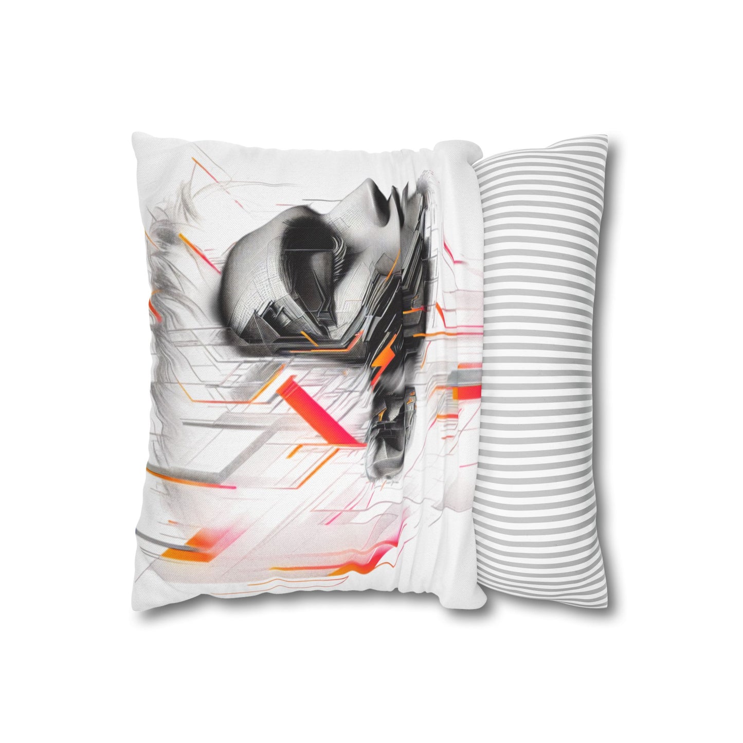 Futuristic Art Pillowcase - Modern Home Decor, Geometric Throw Pillow, Gift for Tech Lovers, Contemporary Accent Cushion