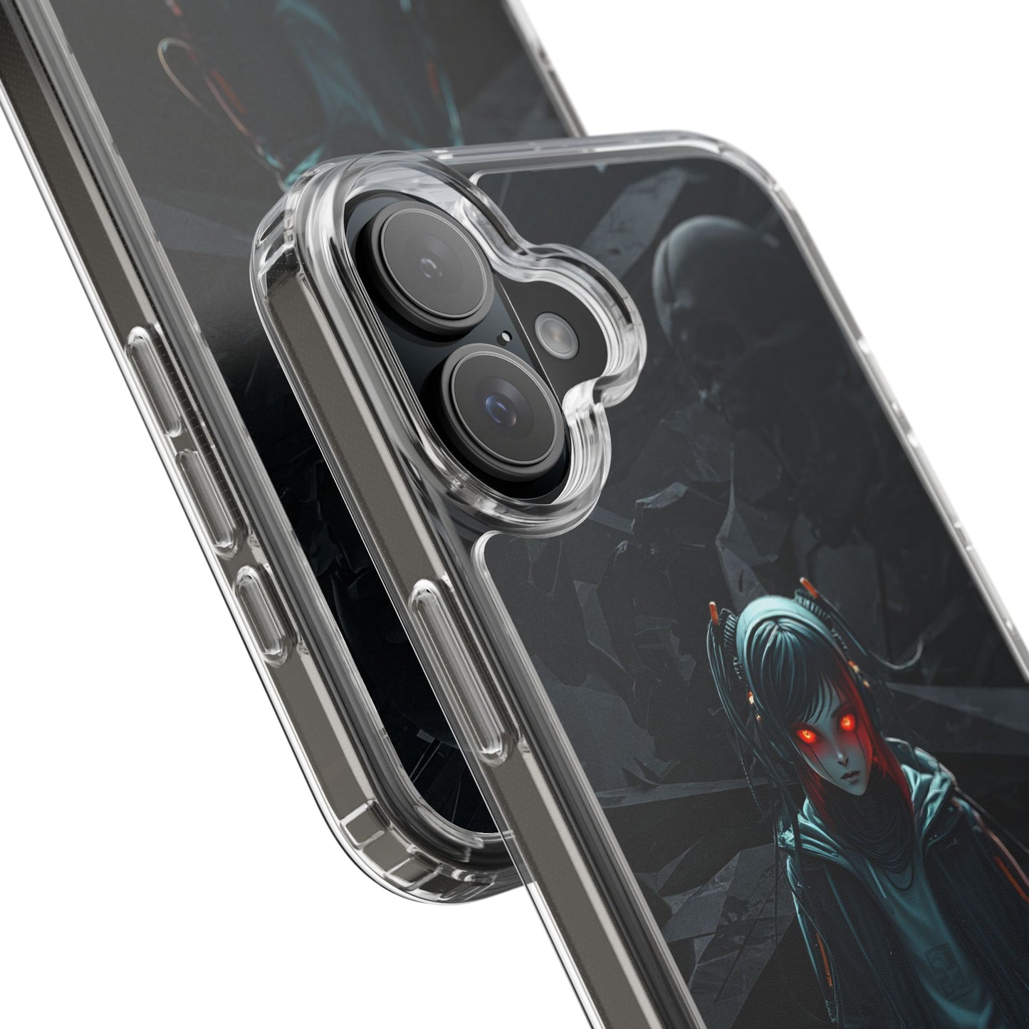 Futuristic Clear Phone Case with Cyberpunk Design - Edgy and Stylish