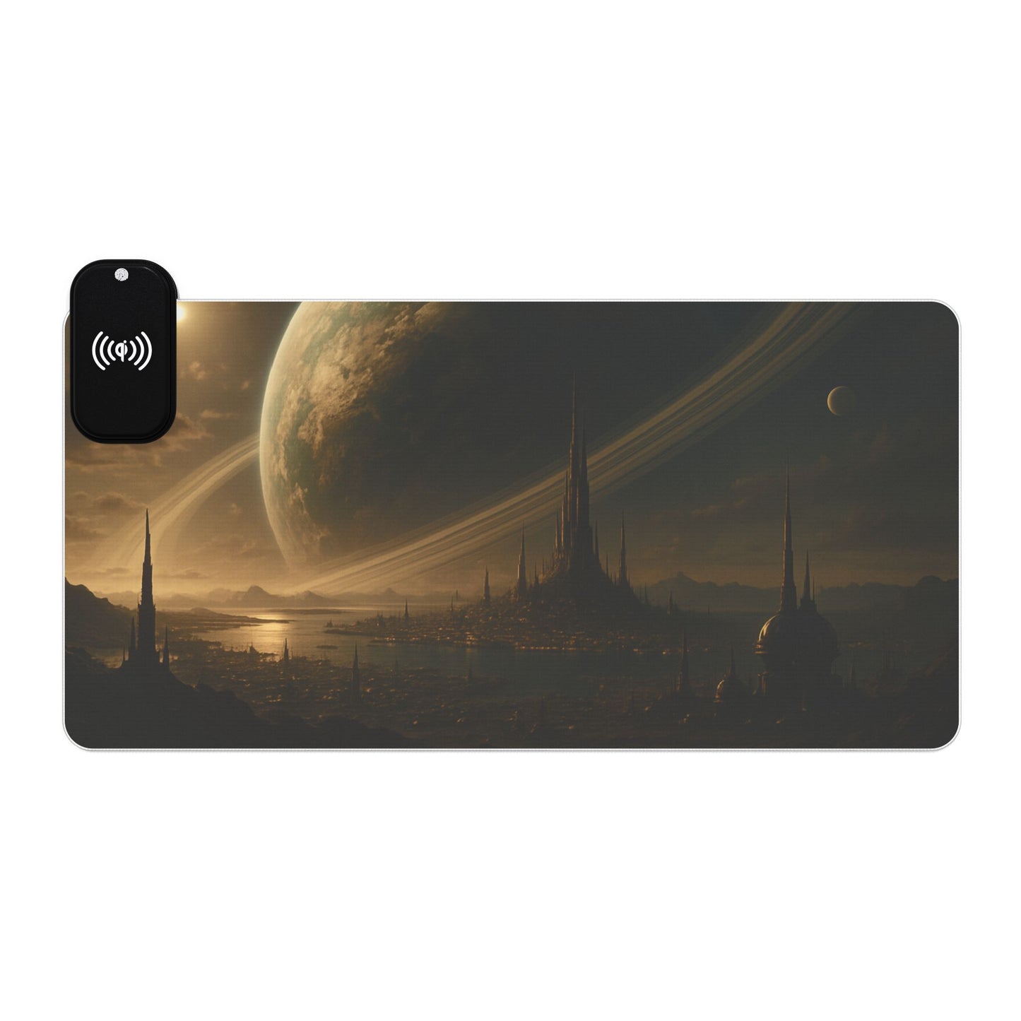 LED Gaming Mouse Pad with Wireless Charging Station - Cosmic Design, Gaming Setup, Home Office Accessory, Desk Decor, Gift for Gamers