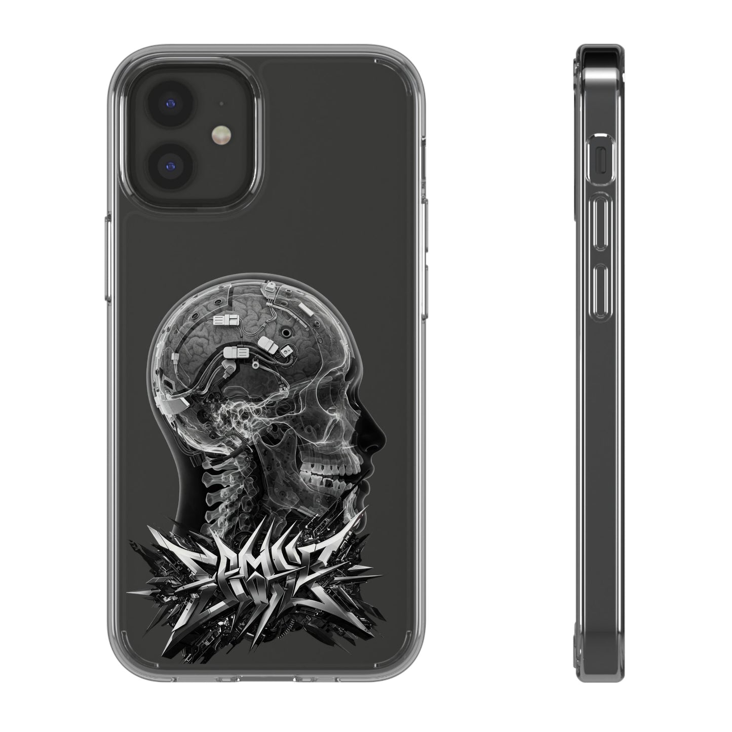 Skull Design Clear Phone Case - Unique Aesthetic for Tech Lovers