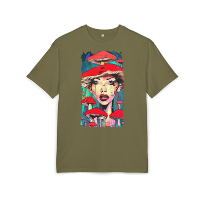 Colorful Art Tee, Unisex Heavy Oversize Tee with Mushroom Design, Casual Wear, Graphic Shirt, Gift for Art Lovers, Streetwear Style
