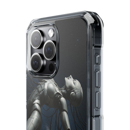 Futuristic Phone Case, Artistic Clear Impact Case for Tech Lovers, Robot Design Phone Cover, Unique Gift for Geeks, Space Theme