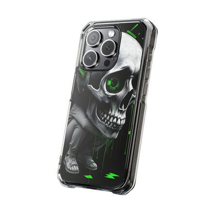 Edgy Skull Phone Case - Magnetic Clear Impact Cases, Unique Phone Cover, Goth Accessory, Halloween Gift, Stylish Tech Protection