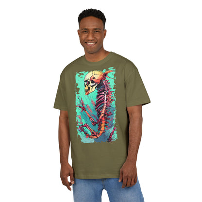 Colorful Skeleton Art Unisex Heavy Oversize Tee | Graphic Tee, Skeleton Shirt, Artsy Gift, Halloween Apparel, Trendy Streetwear
