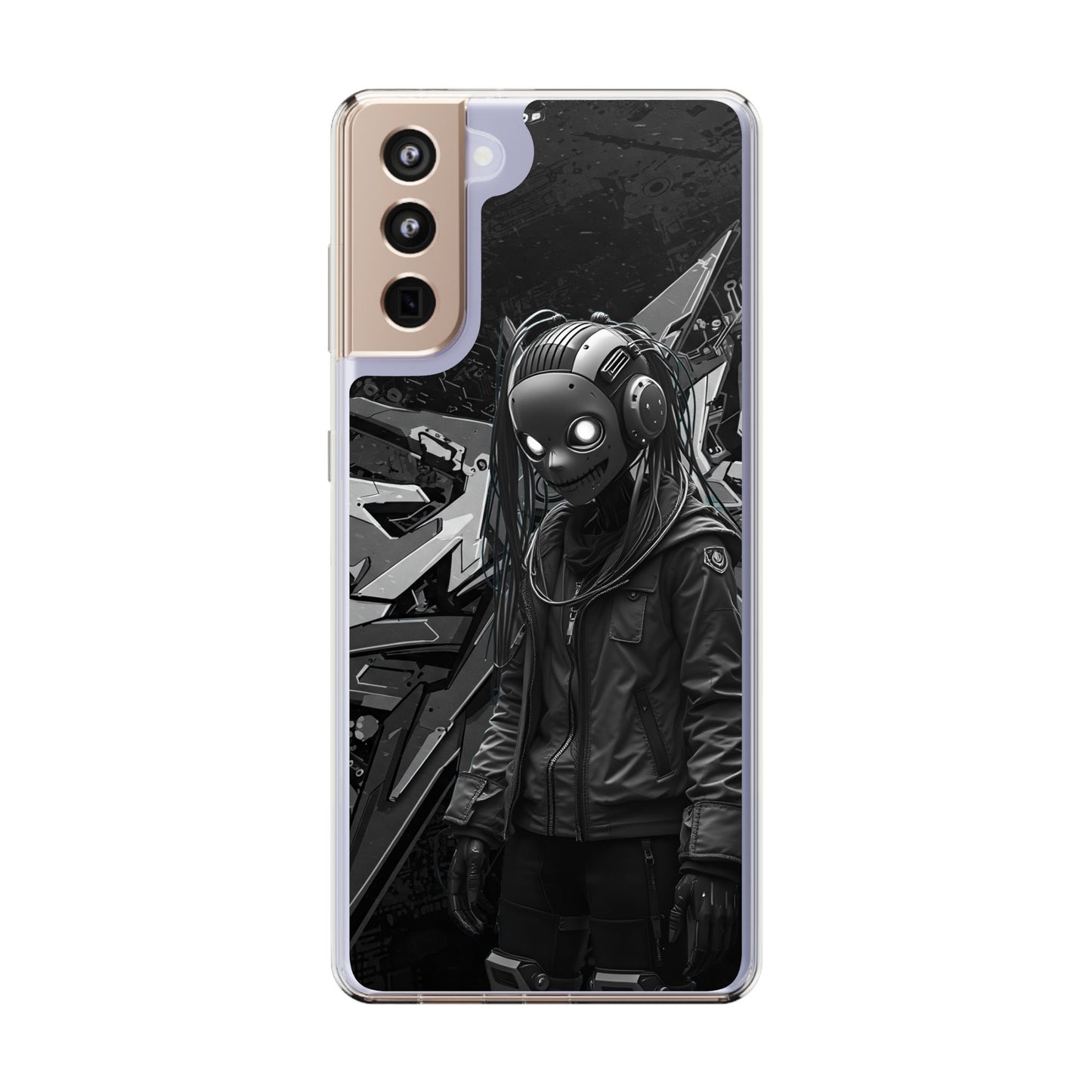 Anime-Inspired Clear Phone Case - Edgy Streetwear Style