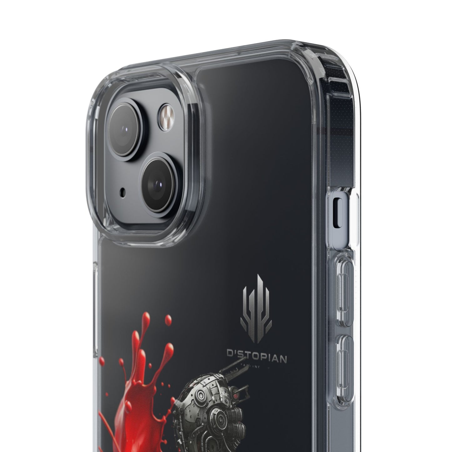 Dystopian Art Clear Phone Case - Futuristic Style with Bold Design