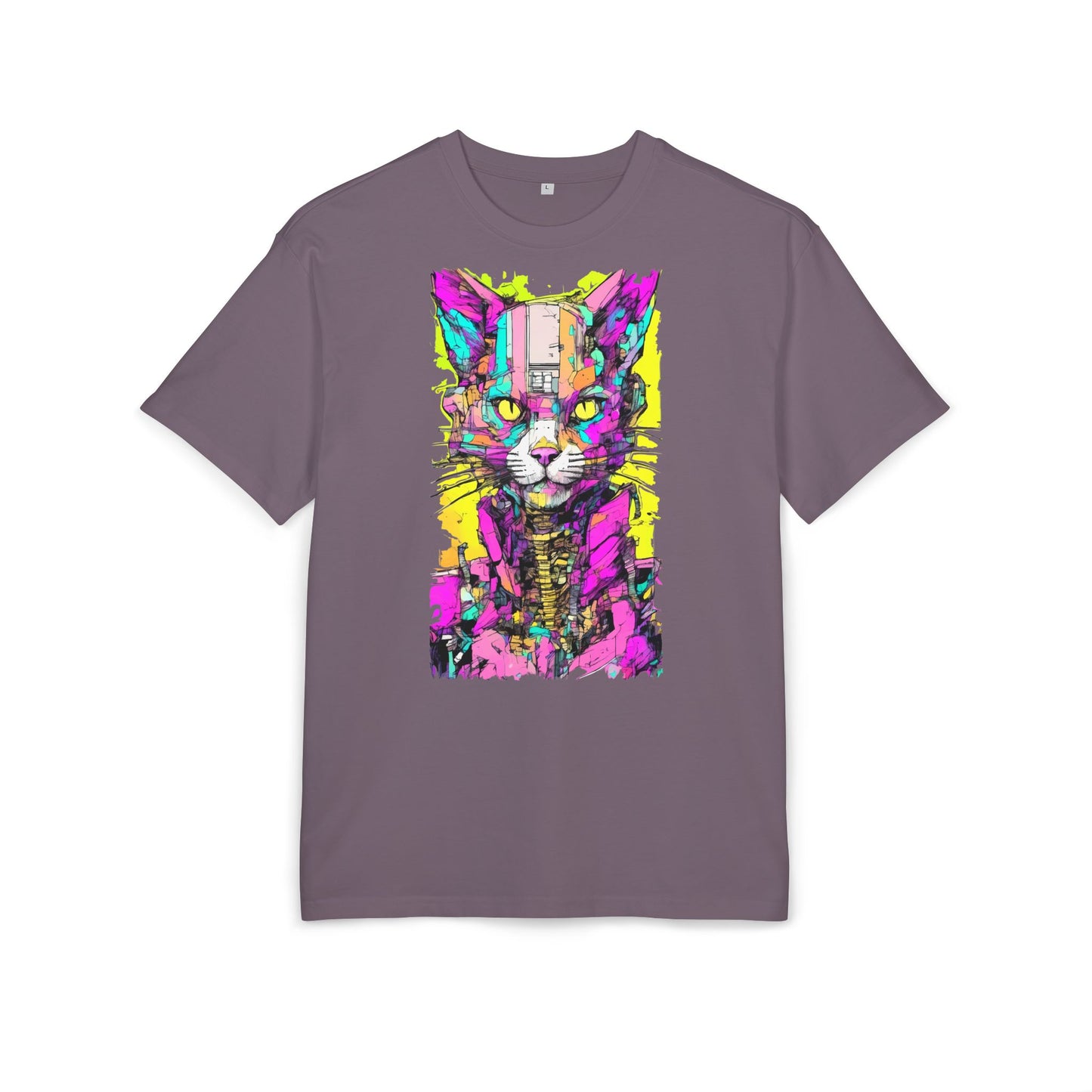 Colorful Cat Graphic Tee, Unisex Heavy Oversize T-Shirt, Funky Cat Art Shirt, Gift for Cat Lovers, Unique Casual Wear