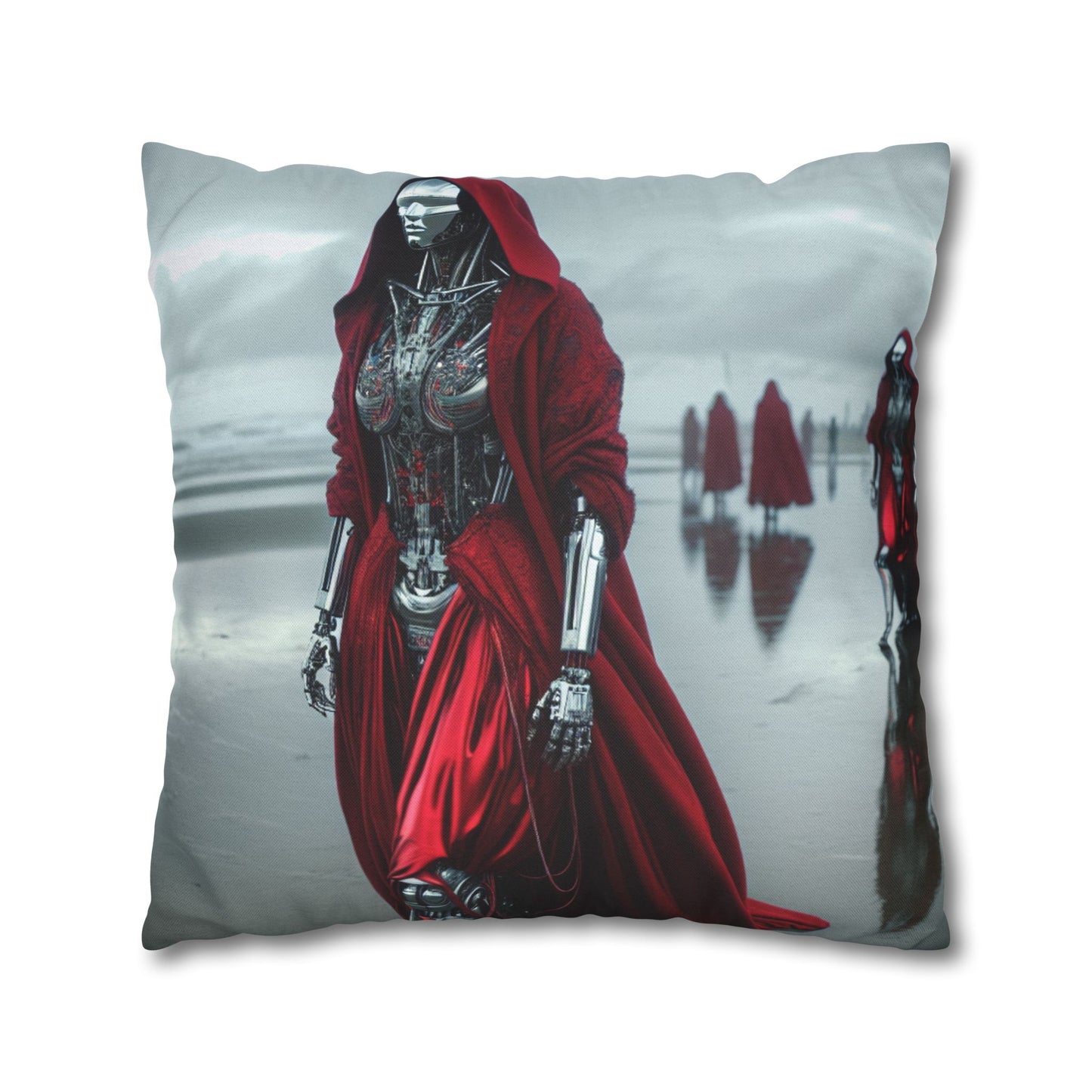 Futuristic Robot Art Pillowcase, Decorative Cushion Cover, Modern Home Decor, Gift for Sci-Fi Lovers, Unique Throw Pillow