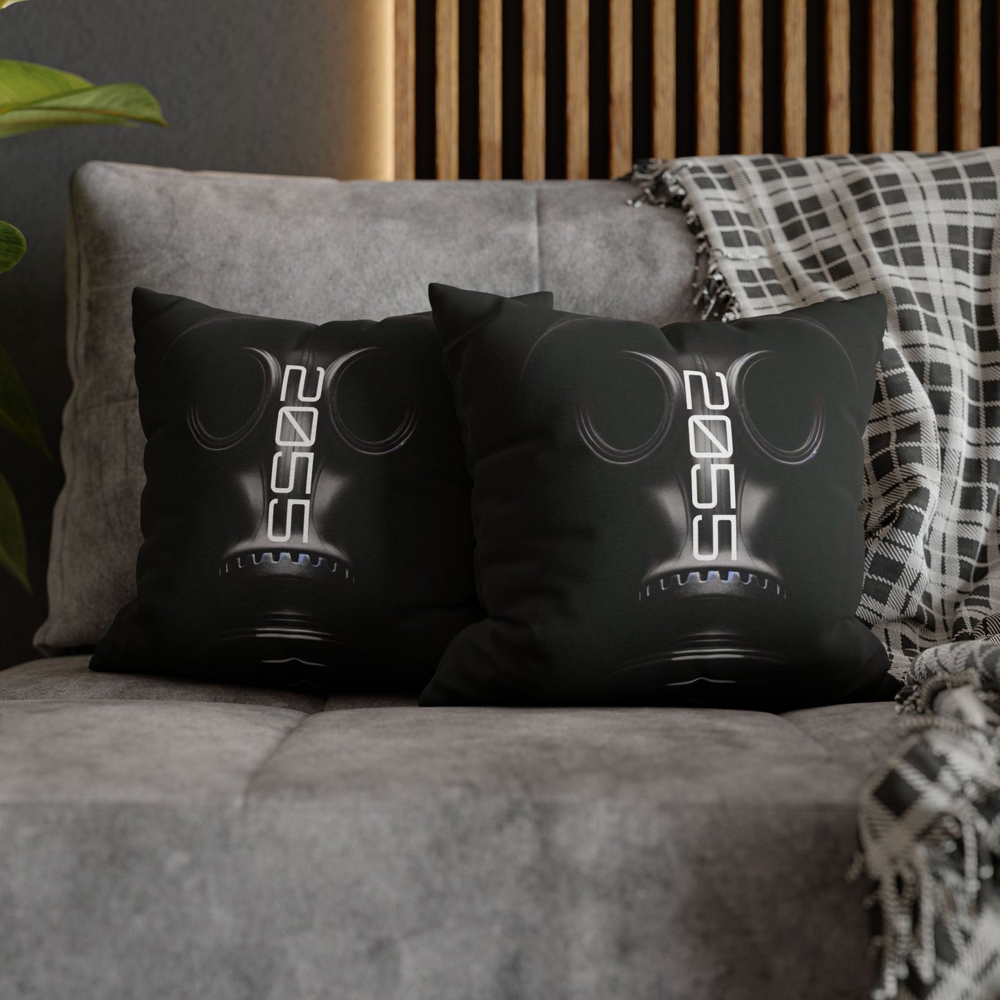 Futuristic Gas Mask Pillowcase | Modern Home Decor, Throw Pillow, Unique Gift, Sci-Fi Aesthetic, Cyberpunk Room Accents