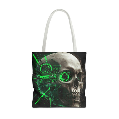 Gothic Skull Tote Bag, AOP Eco-Friendly Reusable Shopper, Dark Aesthetic Gift, Halloween, Cyberpunk Accessories, Stylish Everyday Carry