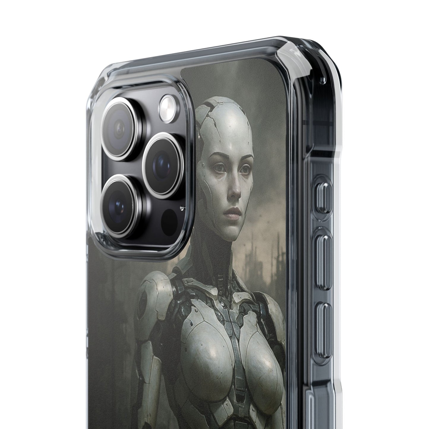 Futuristic Phone Case, Clear Impact Case with Sci-Fi Design, Smartphone Protection, Cyberpunk Aesthetic, Gift for Tech Lovers