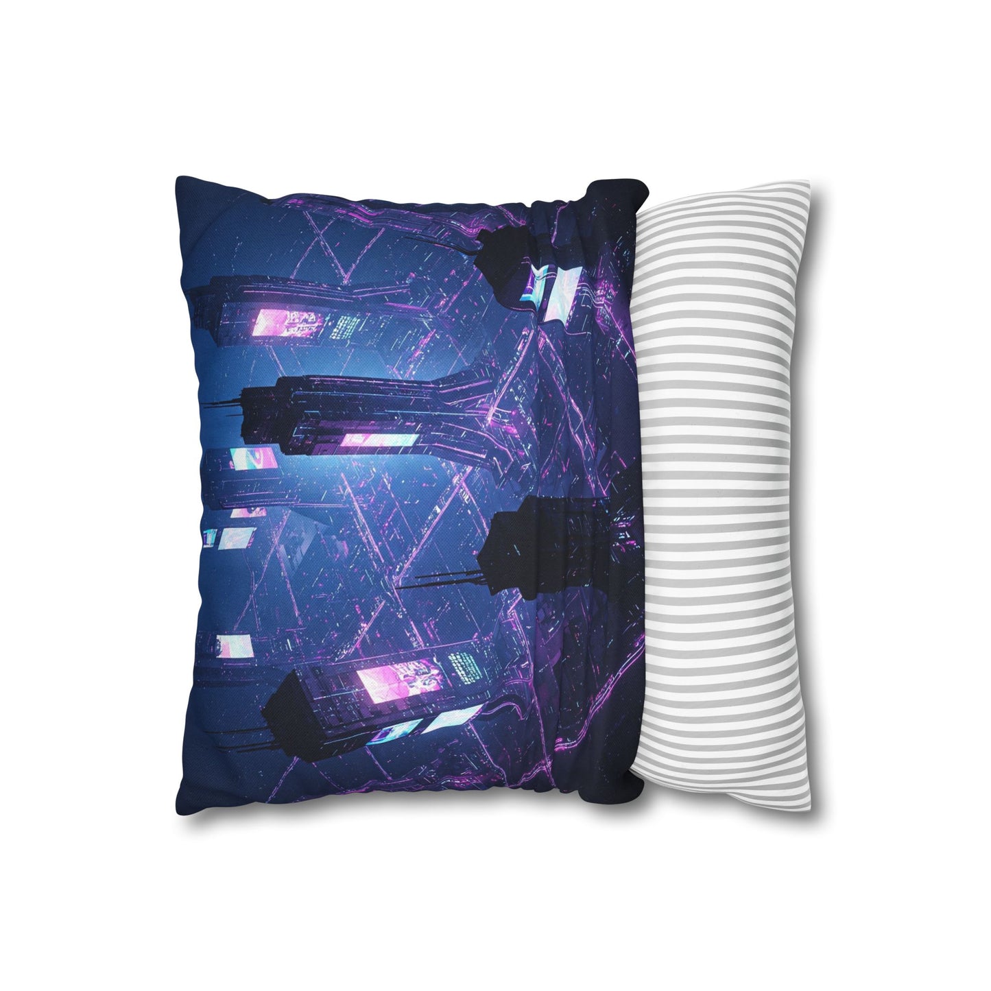 Futuristic Cityscape Pillowcase, Home Decor, Throw Pillow Cover, Gift for Gamers, Cyberpunk Vibe, Modern Bedroom Accent