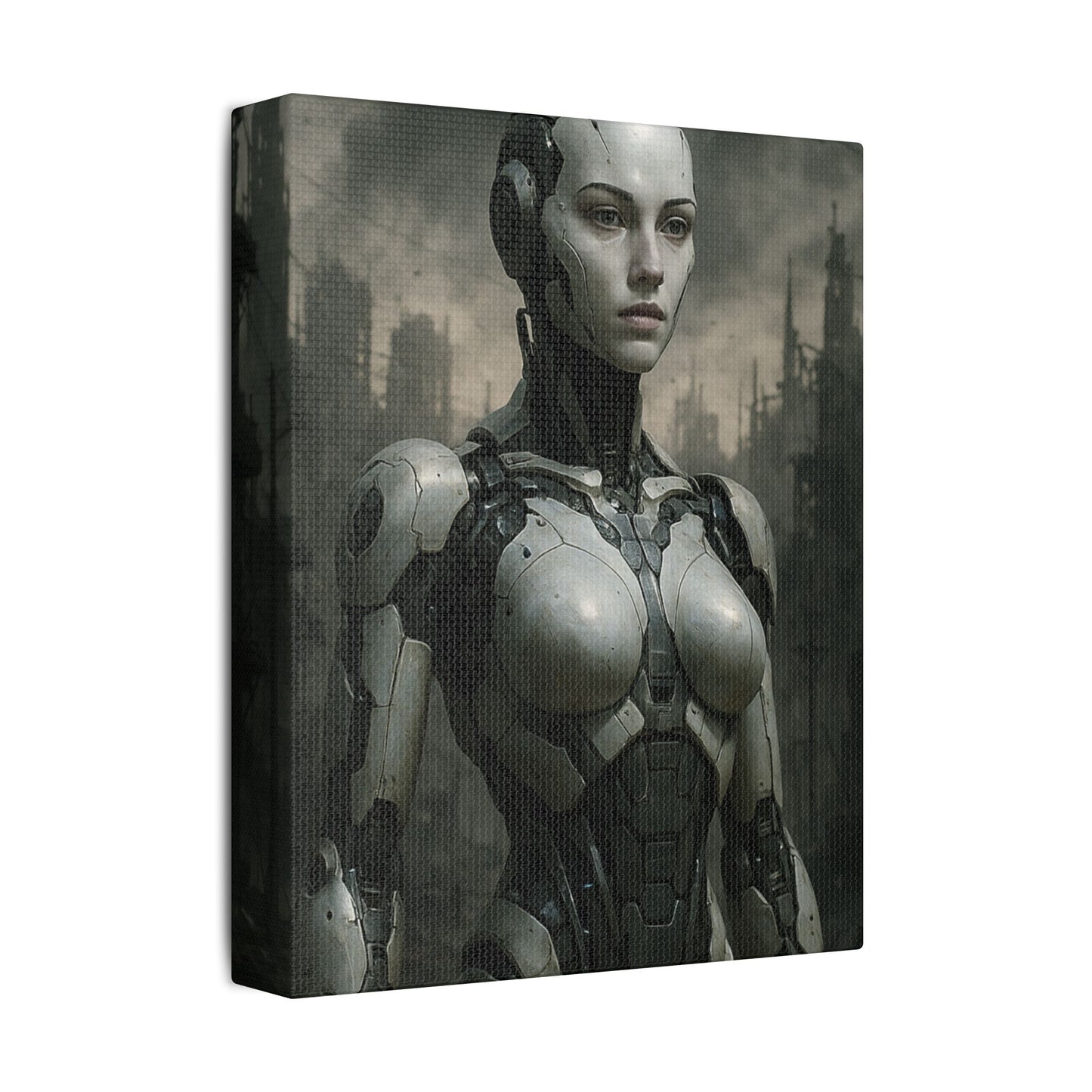 Futuristic Robot Art Canvas Print, Sci-Fi Home Decor, Modern Wall Art, Tech-Inspired Artwork, Gift for Tech Lovers