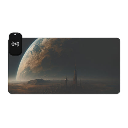 LED Gaming Mouse Pad with Wireless Charging Station, Gaming Accessories, Office Decor, Desk Organization, Space Design, Computer Gear