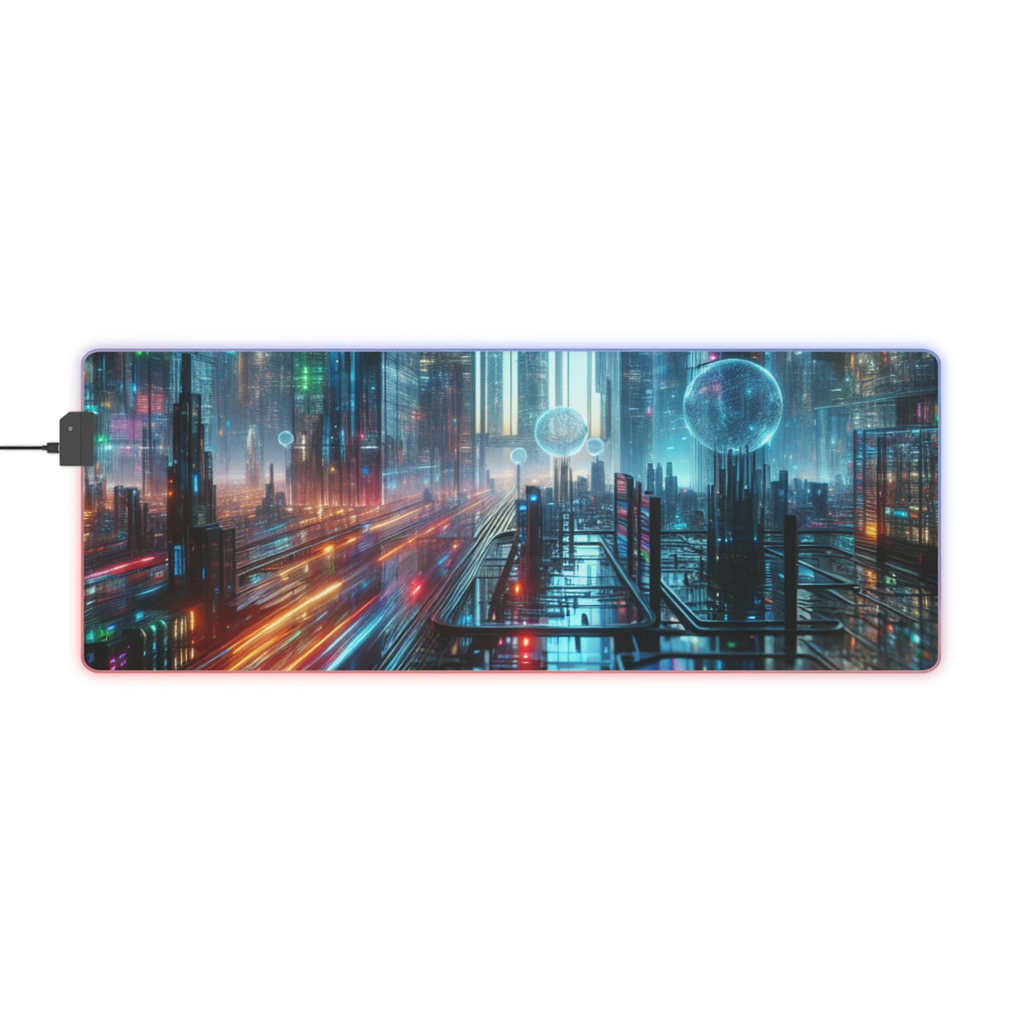 Futuristic LED Gaming Mouse Pad, Large Computer Desk Mat, RGB RGB Gaming Accessories, Gift for Gamers, Desk Decor