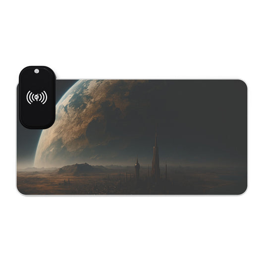 LED Gaming Mouse Pad with Wireless Charging Station, Gaming Accessories, Office Decor, Desk Organization, Space Design, Computer Gear