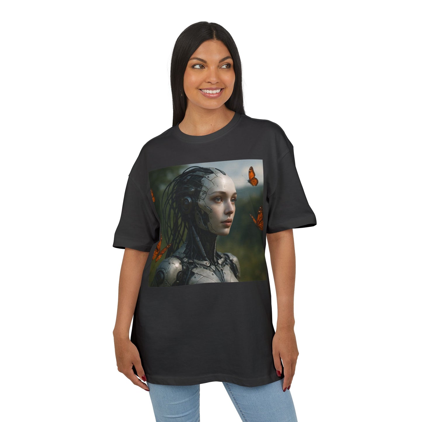 Futuristic Robot Graphic Tee, Oversize T-Shirt, Unisex Relaxed Fit Shirt, Casual Wear, Gift for Tech Lovers
