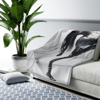Sherpa Fleece Blanket with Futuristic Cyber Design