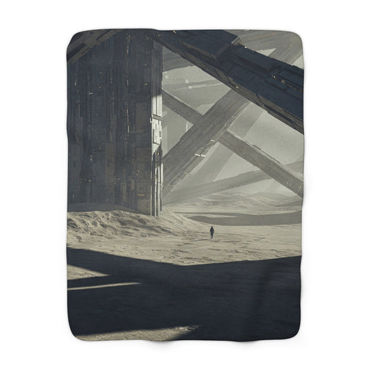 Futuristic Sherpa Fleece Blanket - Cozy Wall Art for Sci-Fi Lovers