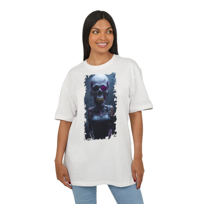 Unisex Heavy Oversize Tee with Skeleton Graphic, Spooky Halloween T-shirt, Casual Graphic Tee, Skeleton Art Shirt, Unisex Halloween Apparel