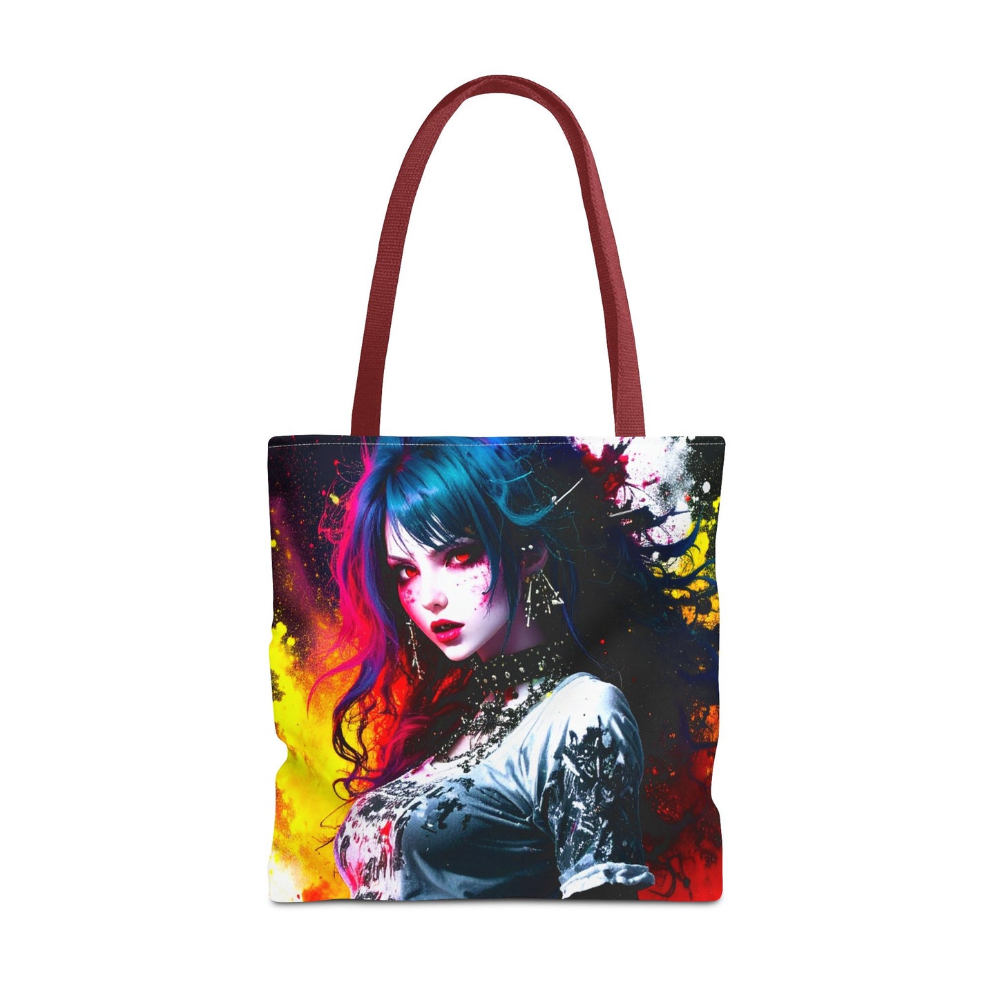 Vibrant Art Tote Bag, Gothic Chic Shopper, Colorful Beach Bag, Unique Gift for Her, Boho Style Tote, Festival Essential