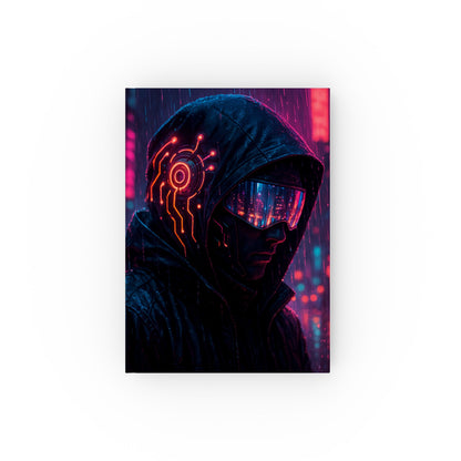 Cyberpunk Hard Backed Journal, Neon Aesthetic Notebook, Gift for Artists, Sci-Fi Inspiration, Creative Writing