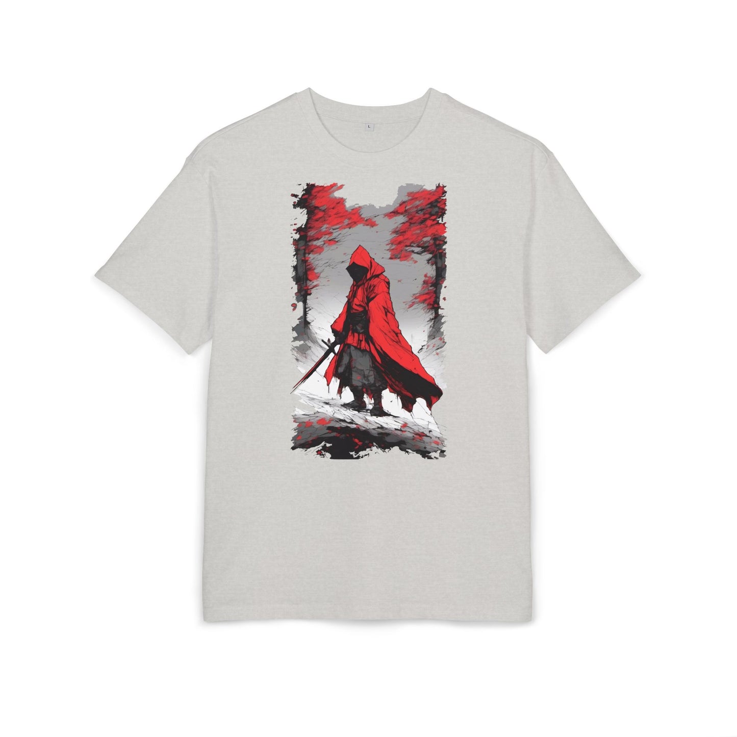 Stylish Unisex Heavy Oversize Tee - Red Hooded Figure Design, Graphic Tee, Casual Wear, Streetwear, Gifts for Men and Women