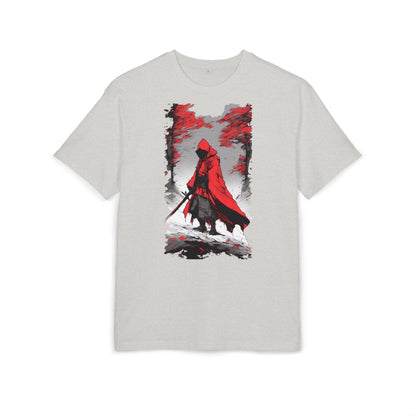 Stylish Unisex Heavy Oversize Tee - Red Hooded Figure Design, Graphic Tee, Casual Wear, Streetwear, Gifts for Men and Women