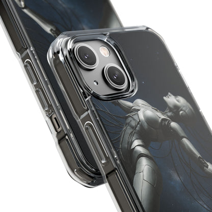 Futuristic Phone Case, Artistic Clear Impact Case for Tech Lovers, Robot Design Phone Cover, Unique Gift for Geeks, Space Theme