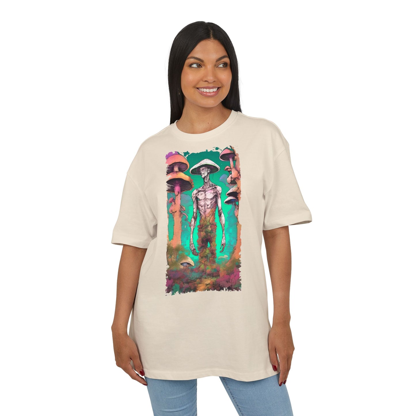 Psychedelic Alien Oversize Tee, Unisex Graphic T-Shirt, Casual Streetwear, Gift for Sci-Fi Lovers, Festival Apparel