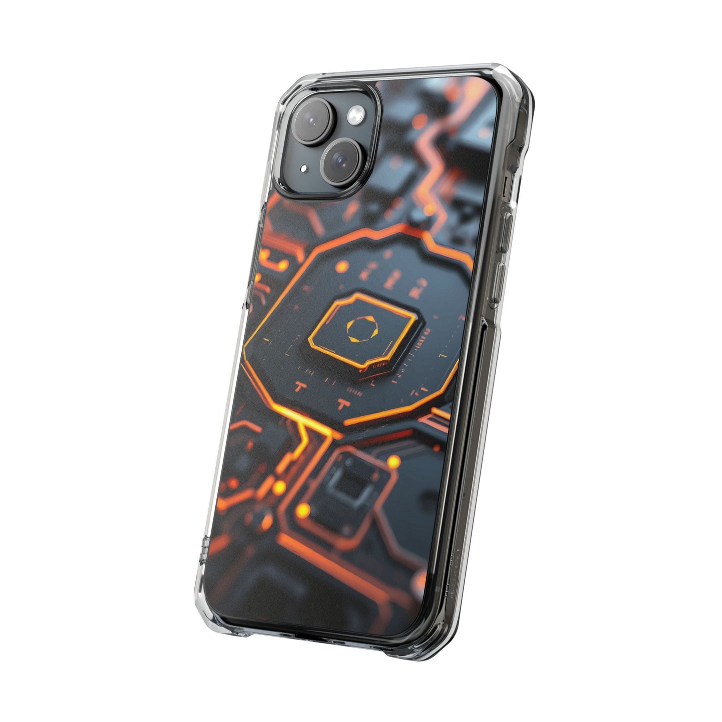 Futuristic Magnetic Phone Case, Clear Impact Case, Stylish Tech Accessory, Gifts for Tech Enthusiasts, Unique Phone Cover
