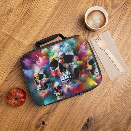 Colorful Skull Lunch Bag | Punk Style Tote | Durable Insulated Carrier for School, Work, and Day Trips