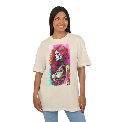 Vibrant Skeleton Art Unisex Heavy Oversize Tee, Halloween Shirt, Statement Tee, Graphic Tee, Casual Wear, Gift