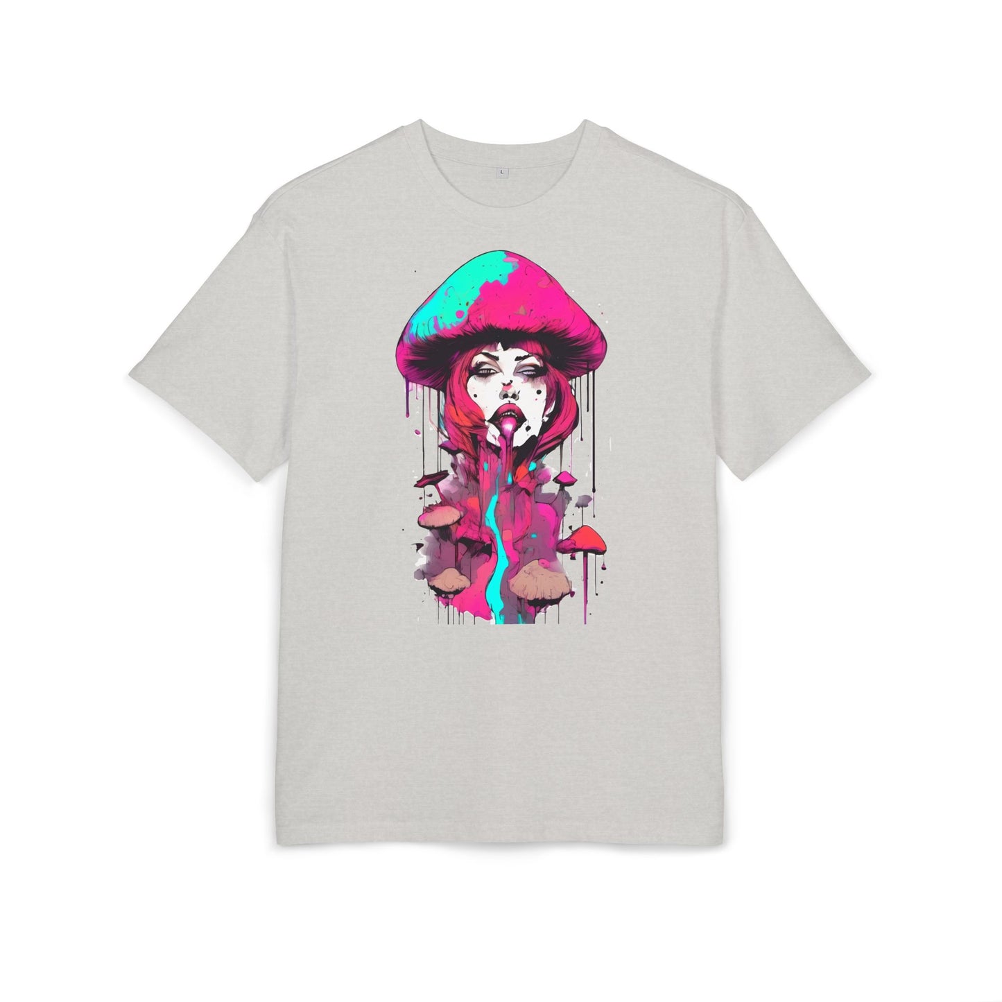 Vibrant Mushroom Art Unisex Heavy Oversize Tee, Funky T-Shirt, Artistic Casual Wear, Gift for Art Lovers, Unique Streetwear